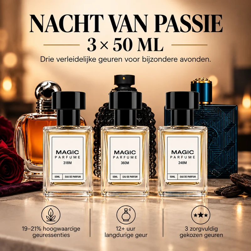 Nacht van passie – 3X 50ml Parfumflesjes