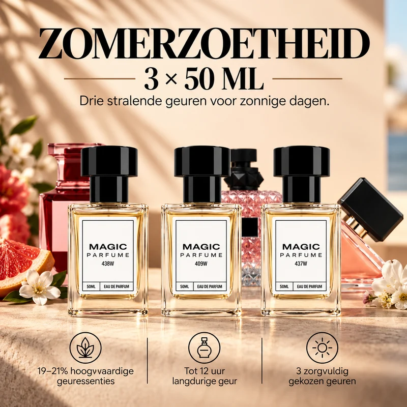 Zomerzoetheid – 3X 50ml Parfumflesjes