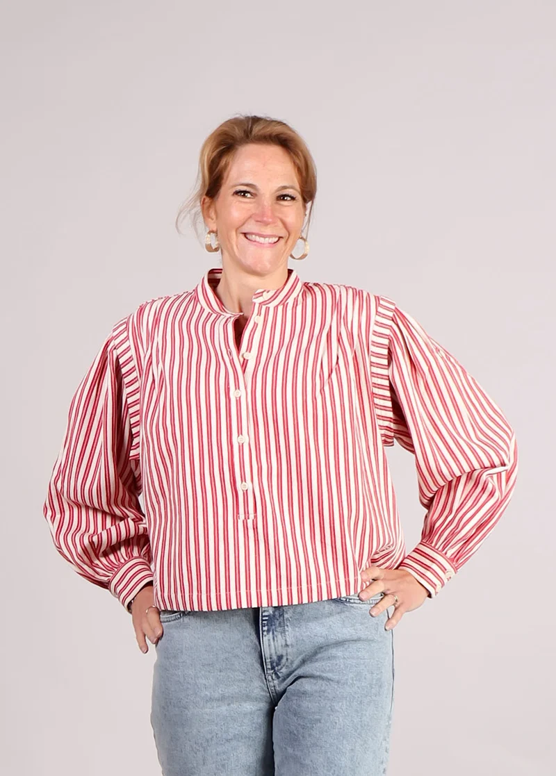 FRNCH Choupette blouse met schouderdetails gestreept rood wit