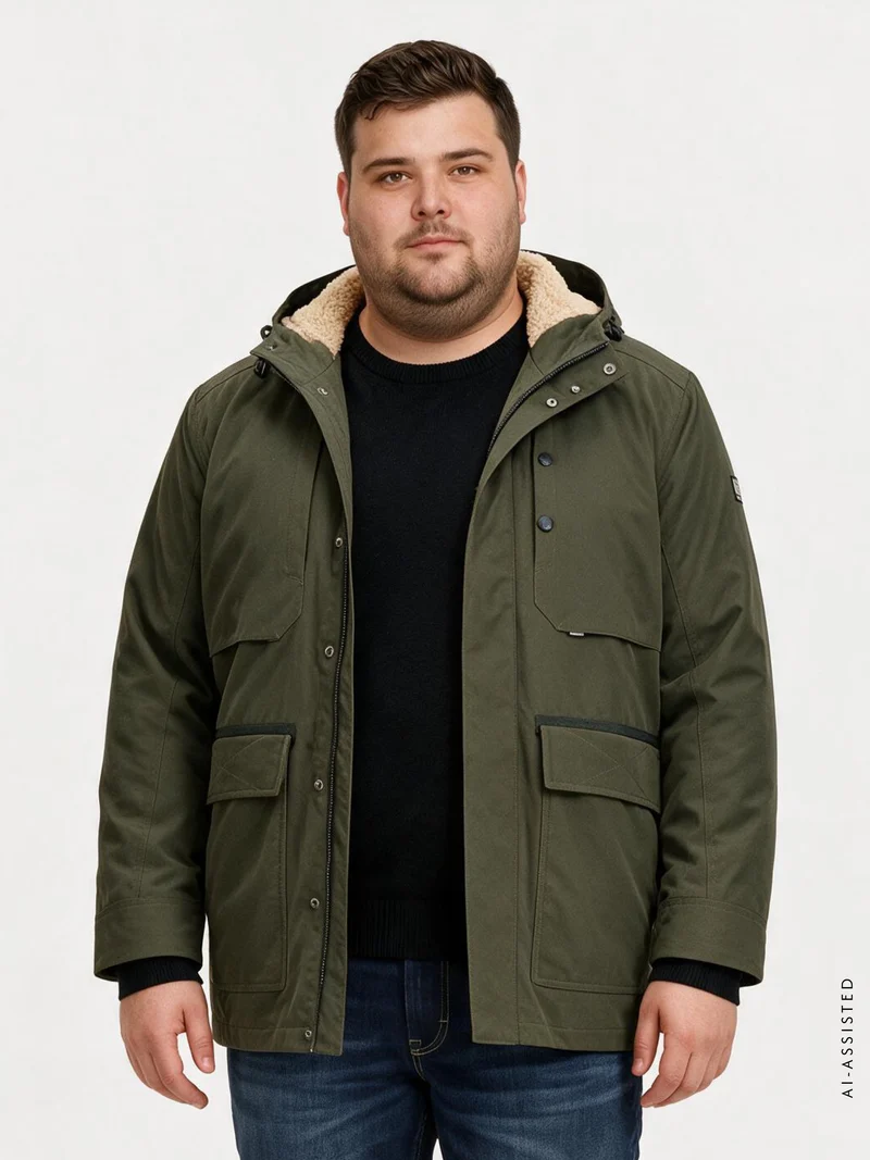 Jacke im Parka-Stil, wind- und wasserabweisend, große Größen