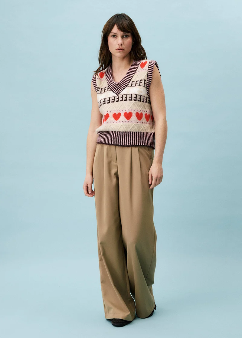 FRNCH Apollon pantalon wide-leg beige