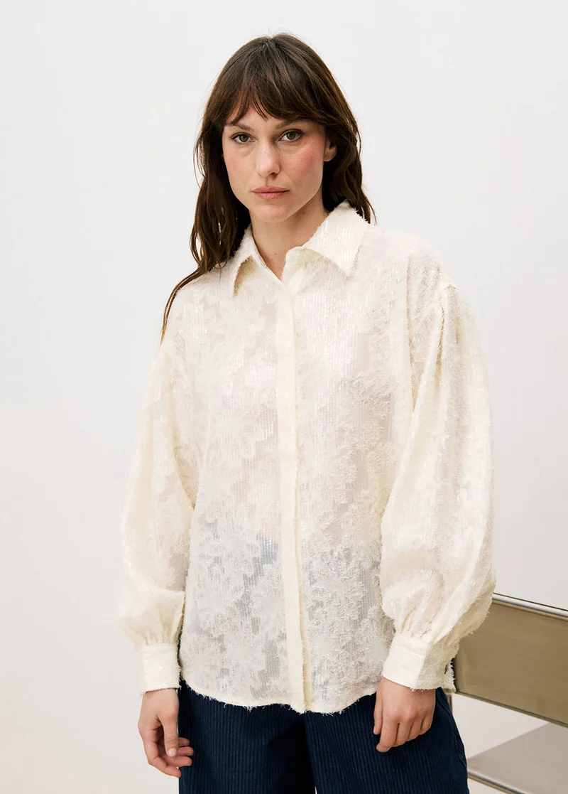 FRNCH Candi blouse met pailletten creme