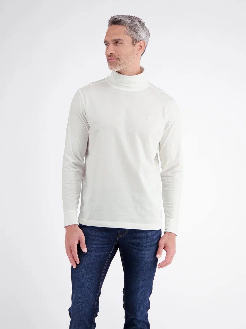 Legeres T-Shirt mit Rollkragen aus reiner Baumwolle