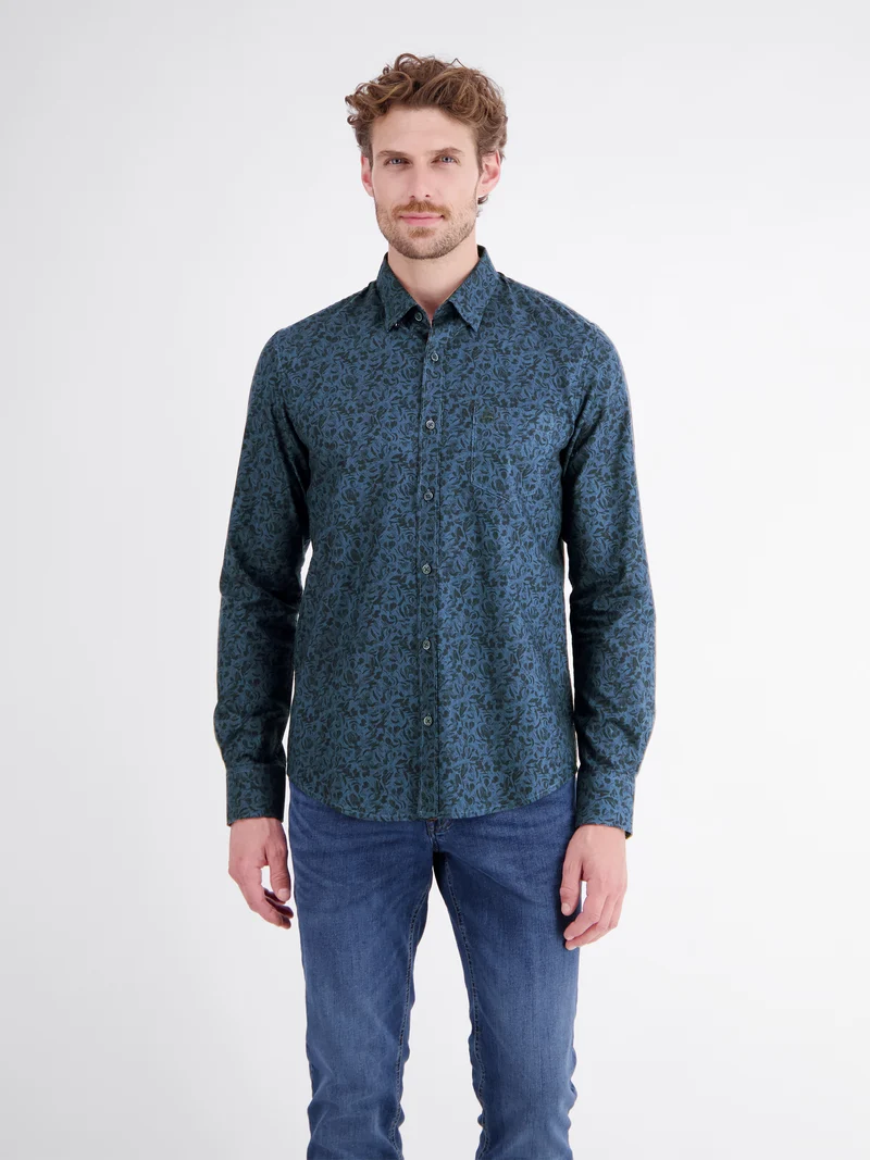 Herrenhemd mit trendigem Printdesign aus reiner Baumwolle