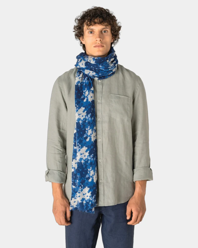 Sjaal met bloemenprint wol geweven om te personaliseren