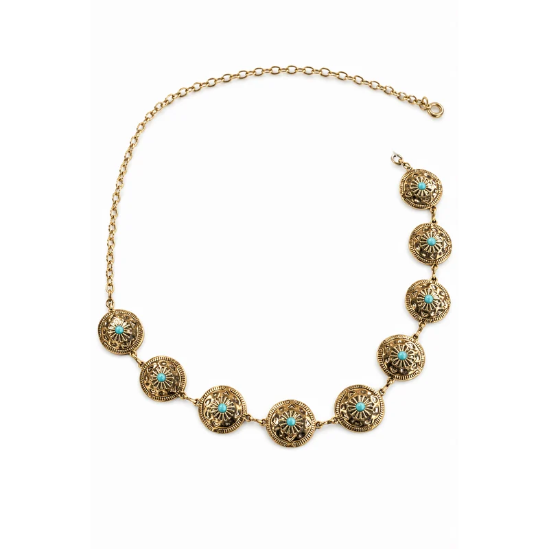 HS Metalen Riem - Circle Turquise design - verstelbare pasvorm