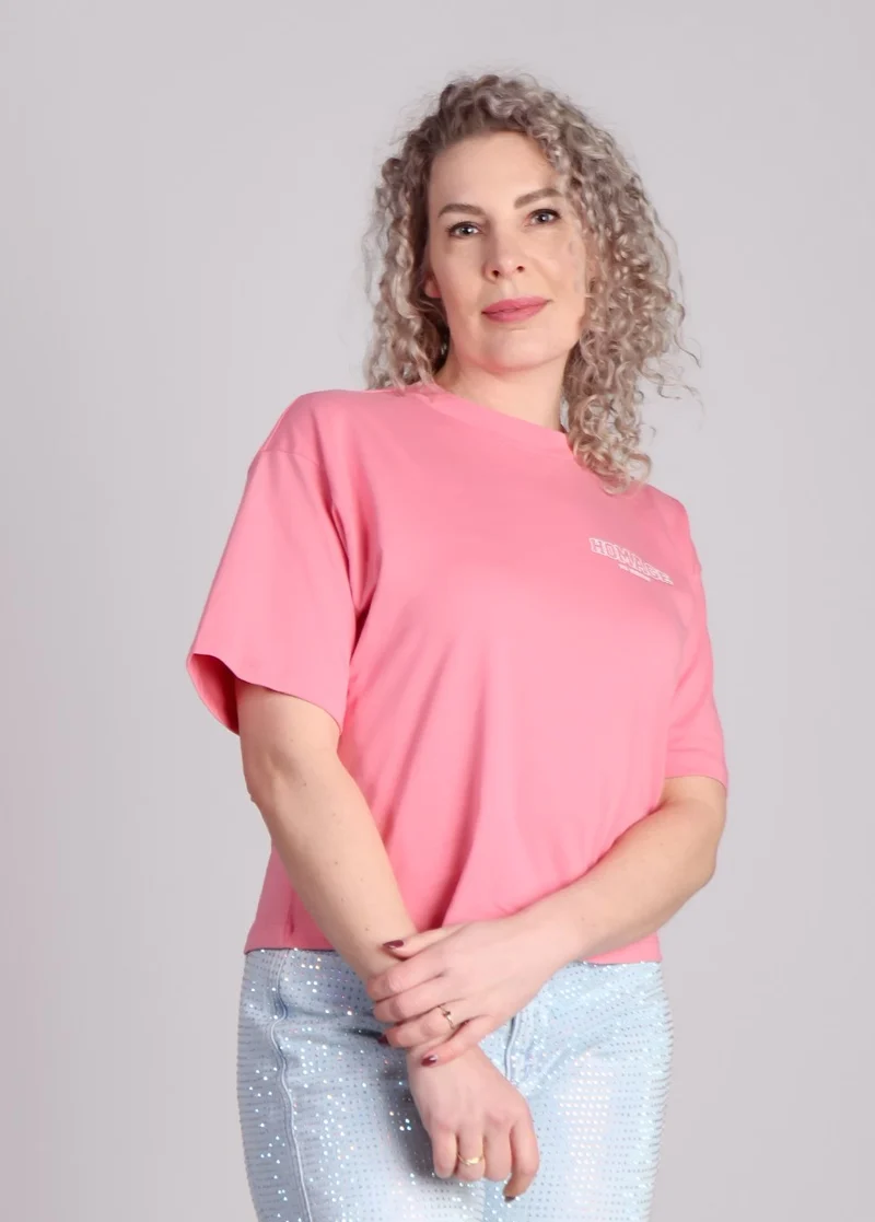 Homage Oversized Tee met logo Roze