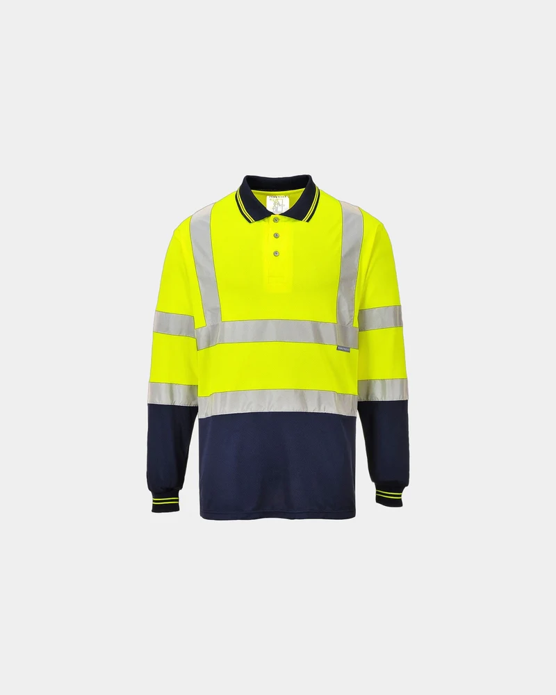 Polo bicolore polyester lange mouwen om te personaliseren