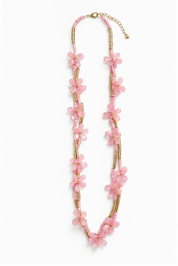 HS Ketting - Roze Bloemen