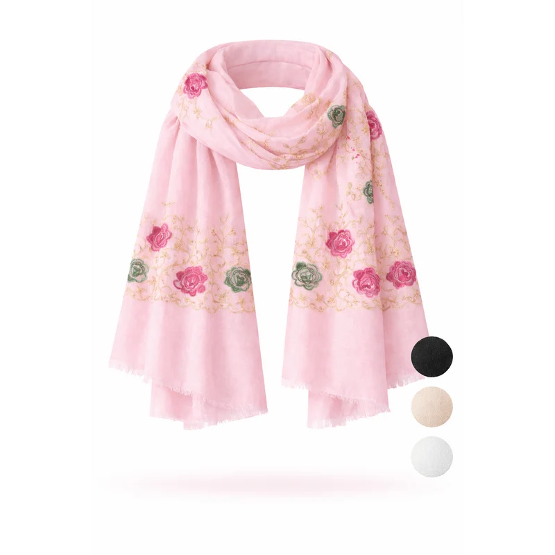 HS Sjaal - Langwerpig design met Rozen - veelzijdig te stylen - 4 kleuren