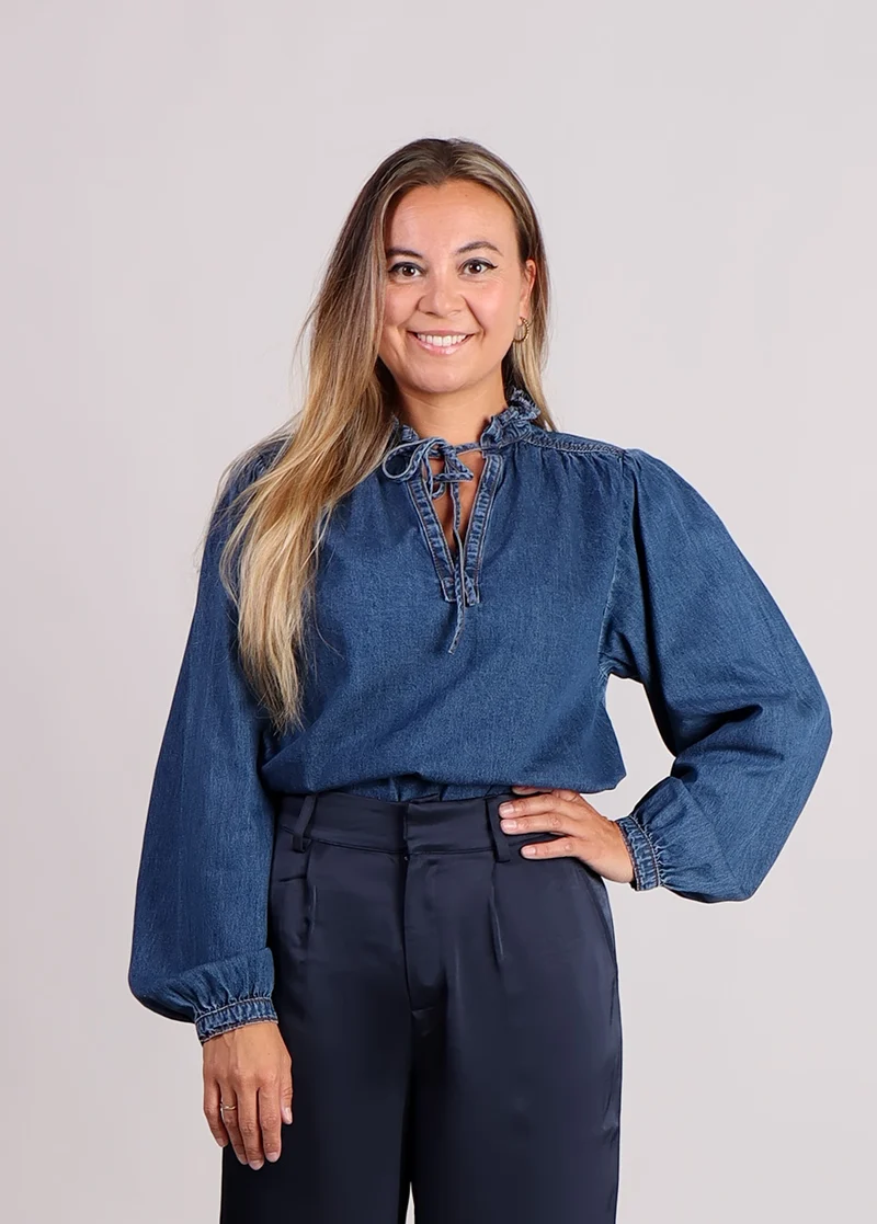 Grace & Mila Salsa blouse strik denim blauw