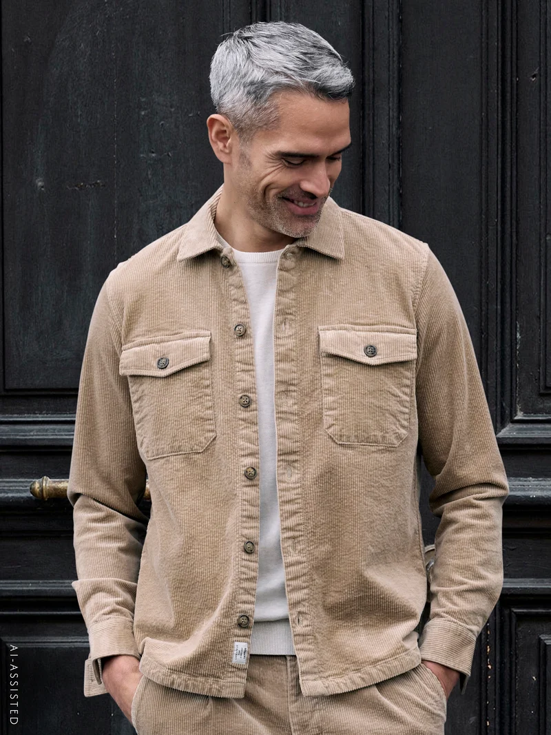 Maskulines Herrenhemd aus Cord mit Stretchanteil