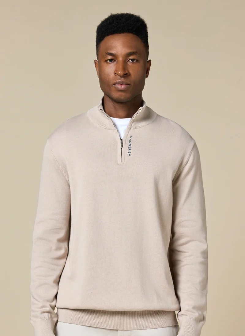 The Winter Wheat – Warm Beige Cotton Jumper, Relaxed Fit