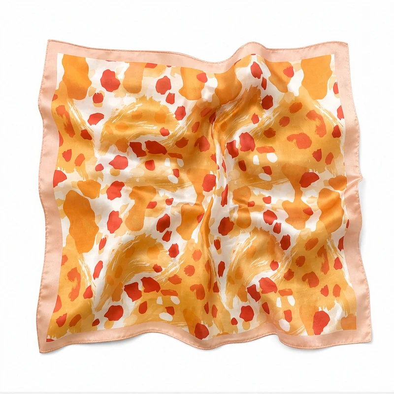 HS 70x70 Satijnen Look Sjaal - Abstract Oranje