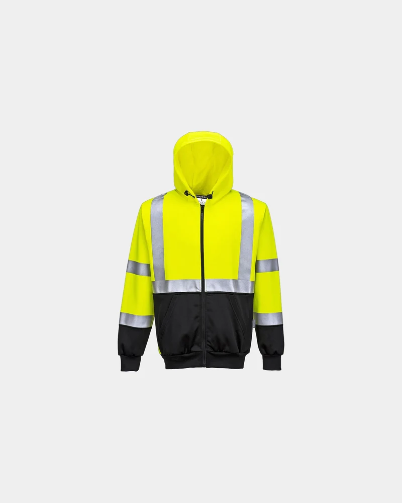 Hoodie hi-vis tweekleurig met rits om te personaliseren