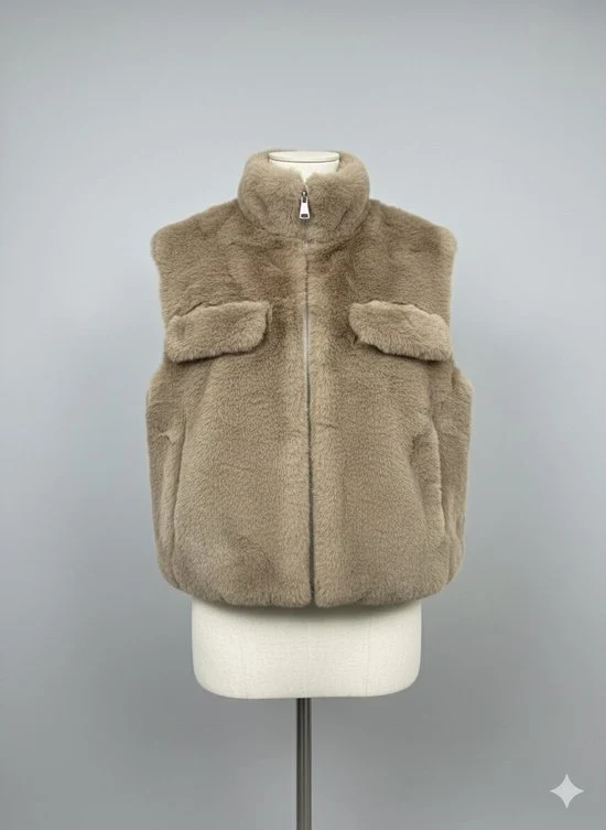 Premium Faux Fur Bodywarmer Taupe