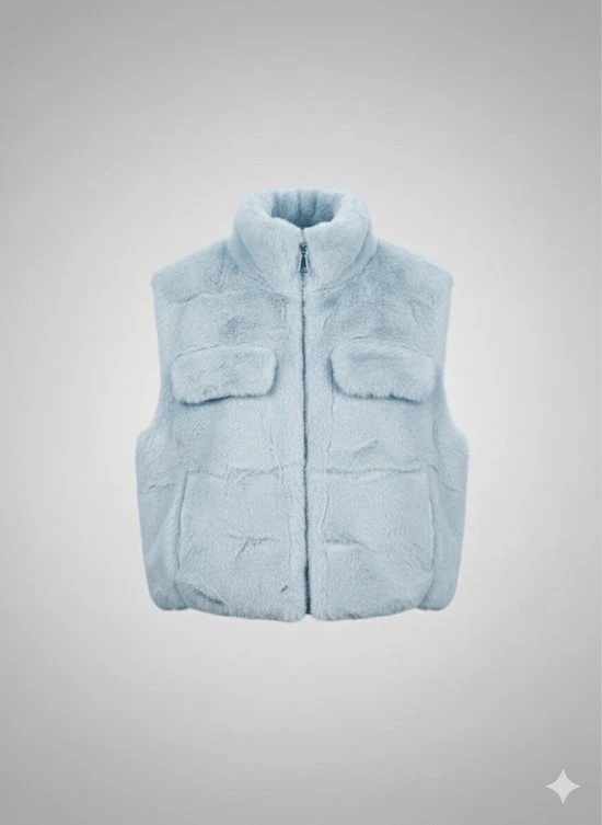 Premium Faux Fur Bodywarmer Lichtblauw