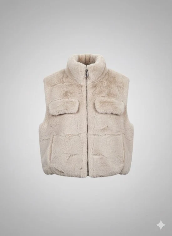 Premium Faux Fur Bodywarmer Creme