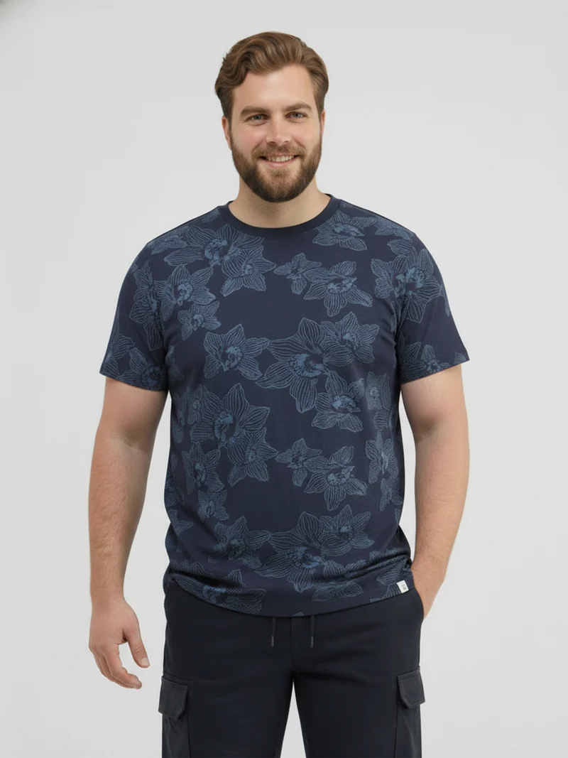 Floral bedrucktes T-Shirt in Jersey-Qualität, große Größen