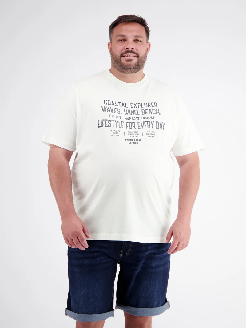 T-Shirt aus reiner Baumwolle mit Slogan-Print, große Größen