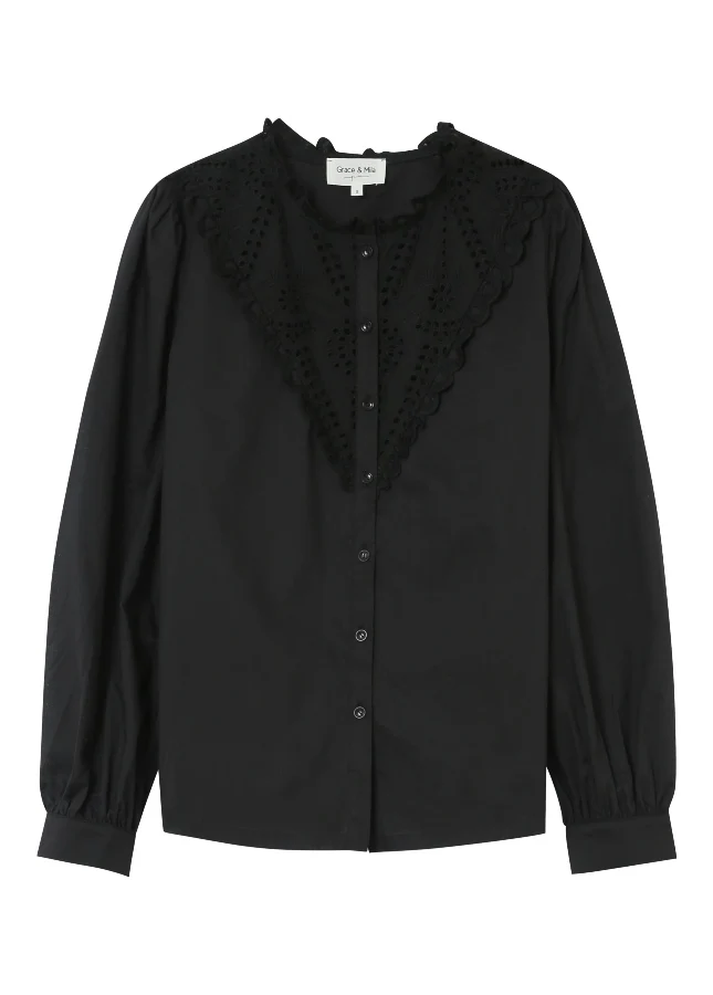 Grace & Mila Liege blouse broderie Zwart