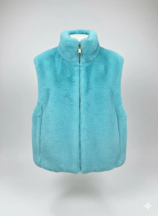 Premium Faux Fur Bodywarmer Zeeblauw