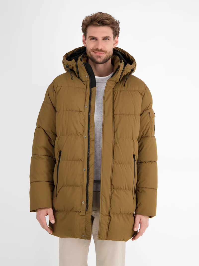 Warm gefütterte Steppjacke mit abnehmbarer Kapuze