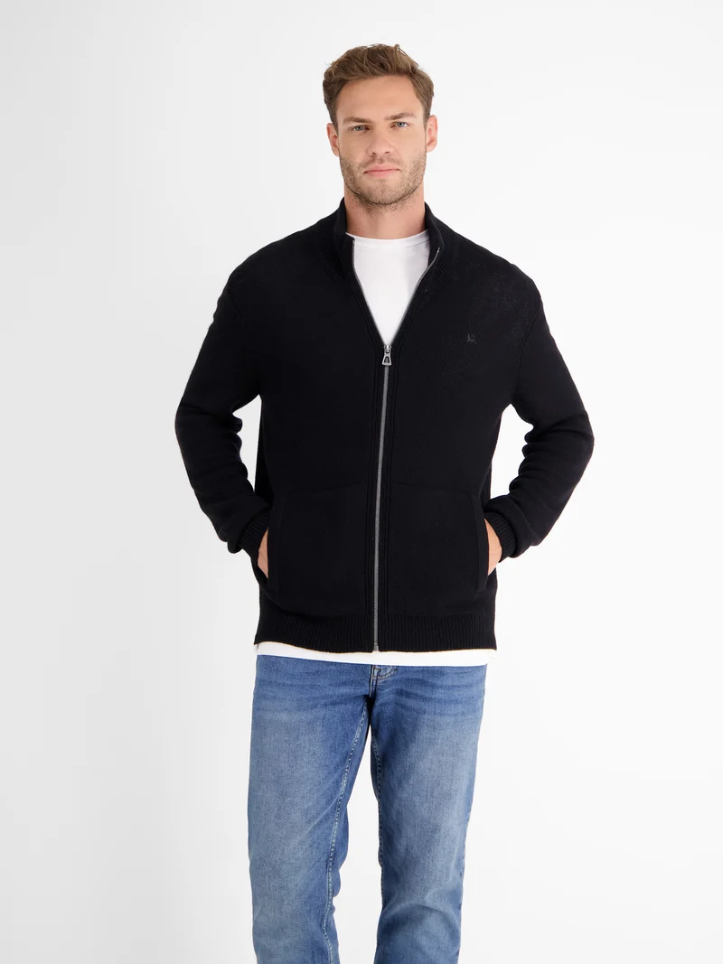 Schurwoll-Strickjacke mit Kaschmiranteil