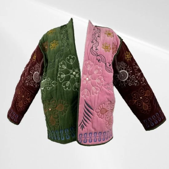 Velvet Jas Groen/Roze