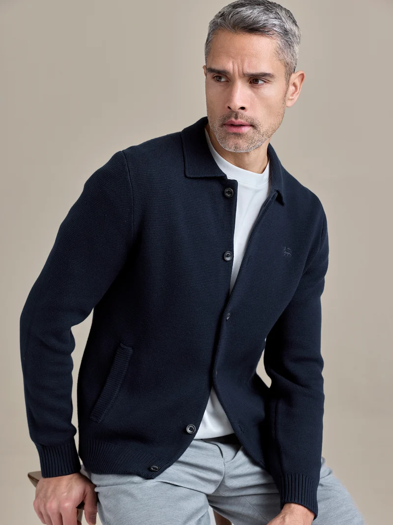 Feingerippte Strickjacke im Milano-Stil aus reiner Baumwolle