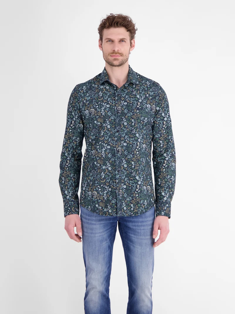 Herrenhemd mit floralem Print aus leichtem Baumwollmix
