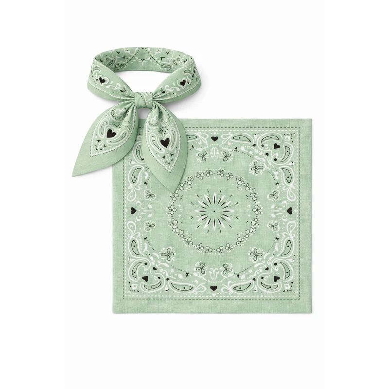 HS Vierkante Sjaal - 70x70 - Hartje Paisley - Katoen - veelzijdig te stylen - 6 kleuren - 70x70 cm