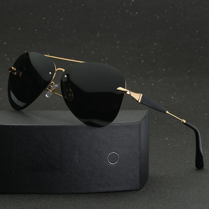 Heren Gepolariseerde Aviator Zonnebril met Goudkleurige Details