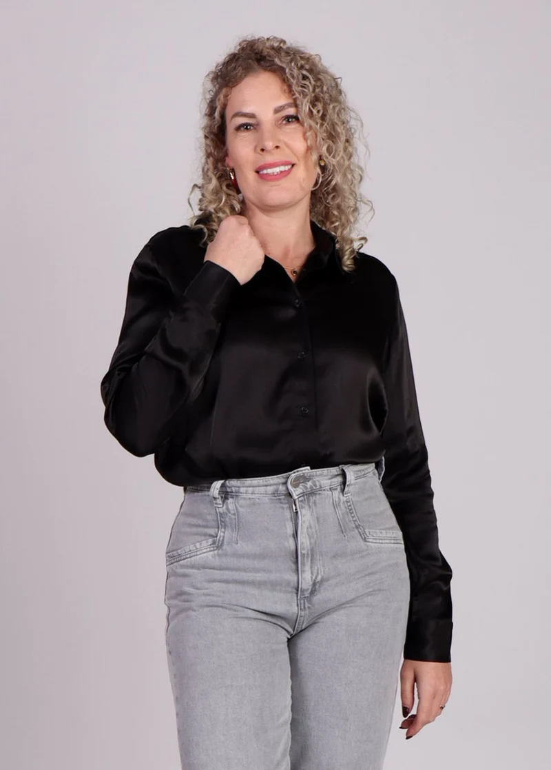 Modstrom Lucilla blouse glanzend Zwart