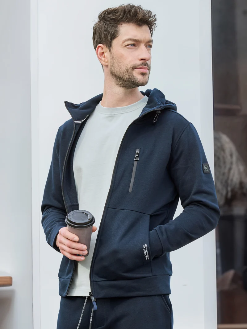 Sweatjacke im Hoodie-Look aus Mischgewebe