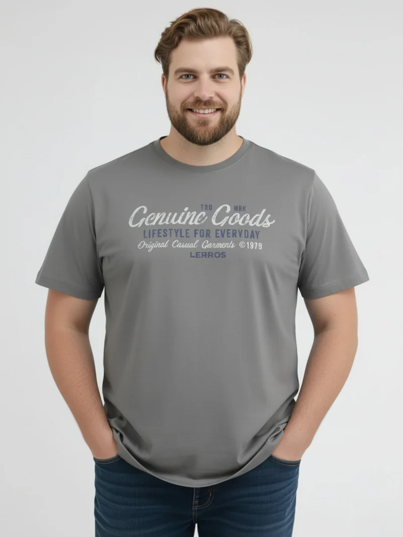 T-Shirt unifarben mit Print und 1/2-Ärmeln