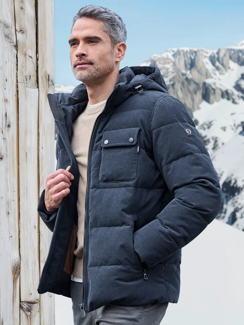 Herren Steppjacke in funktionaler Cord-Optik