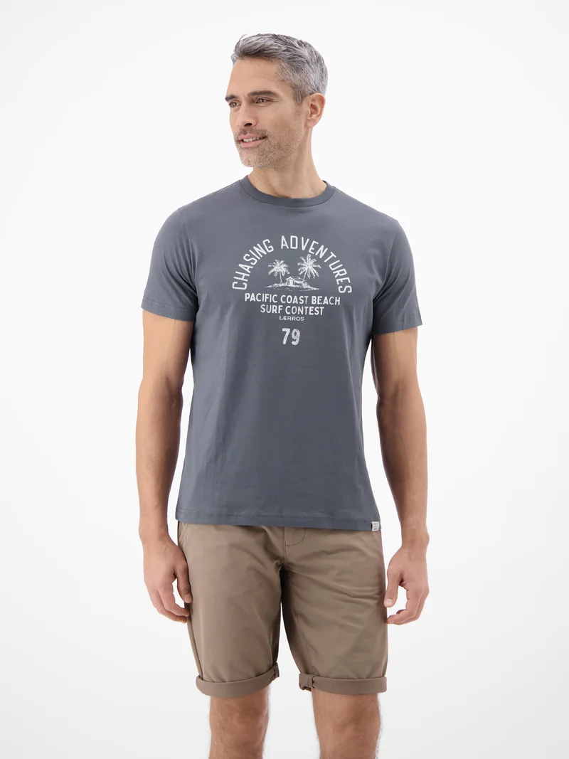 T-Shirt mit O-Neck aus softer Baumwolle mit Summervibe-Print