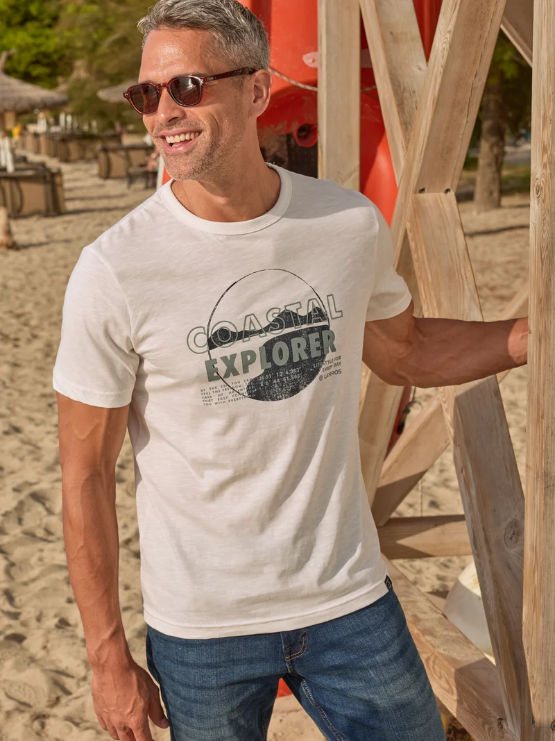T-Shirt mit Brustprint und Rundhalsausschnitt