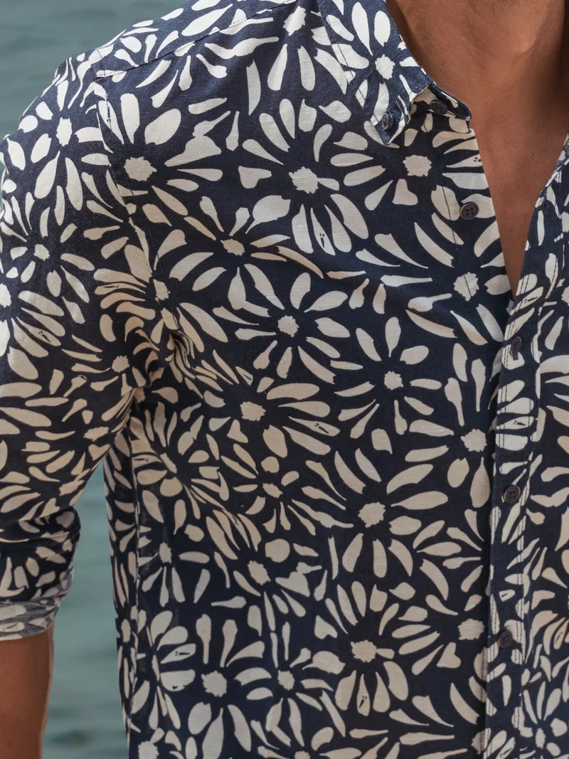 Langarmhemd mit floralem Print aus Mischgewebe