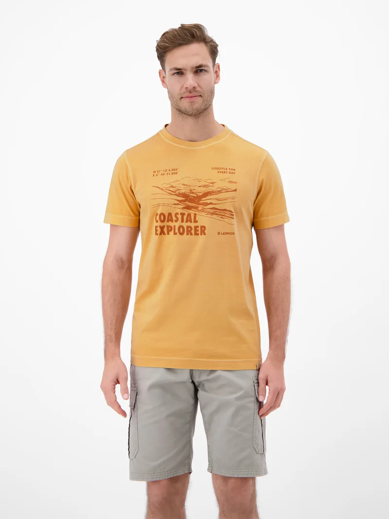 T-Shirt mit O-Neck und Frontprint