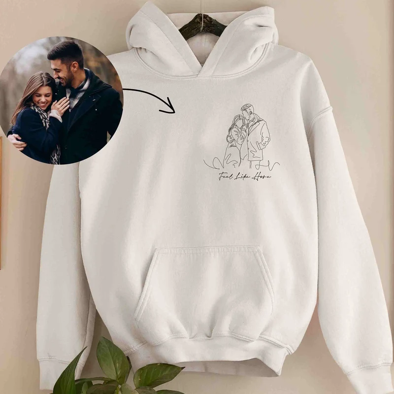 Unisex Gepersonaliseerde Hoodie met Fotoborduurwerk