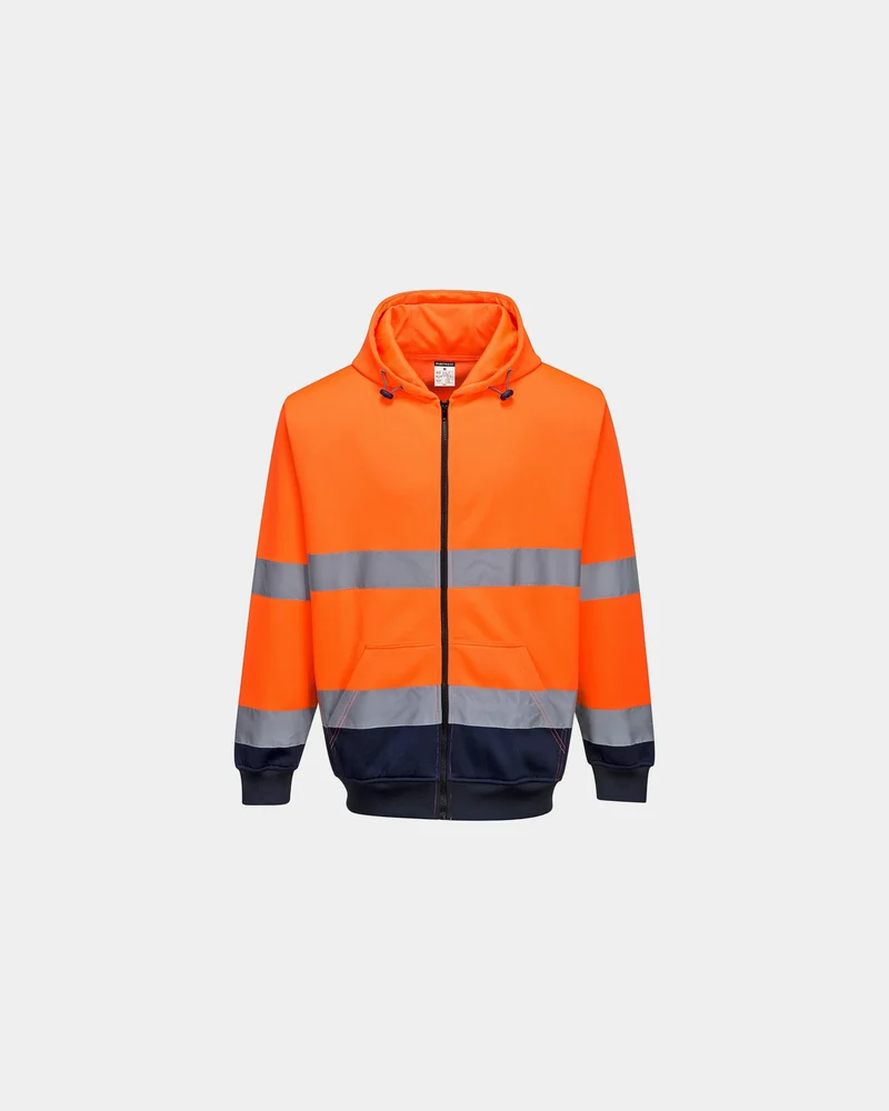 Hoodie bicolor met rits, verstelbare om te personaliseren