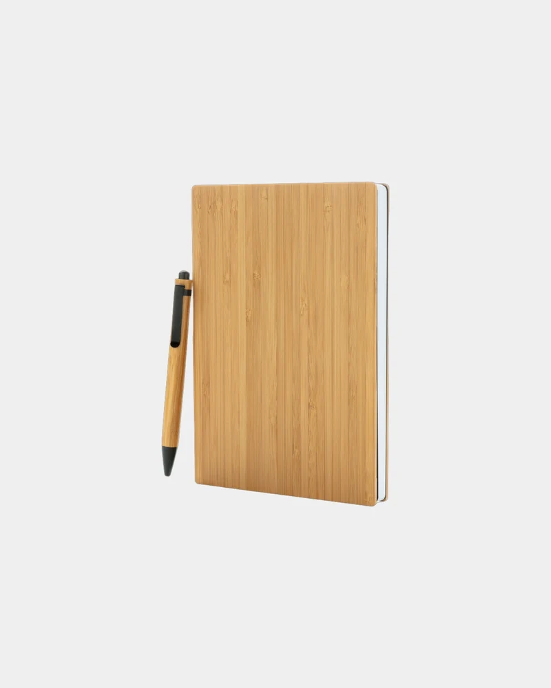 Notitieboekenset A5 met bamboe pen om te personaliseren