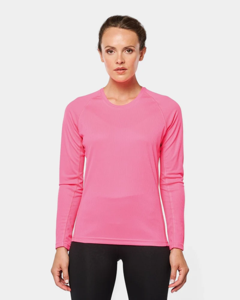 Dames sport T-shirt met lange mouwen, te personaliseren
