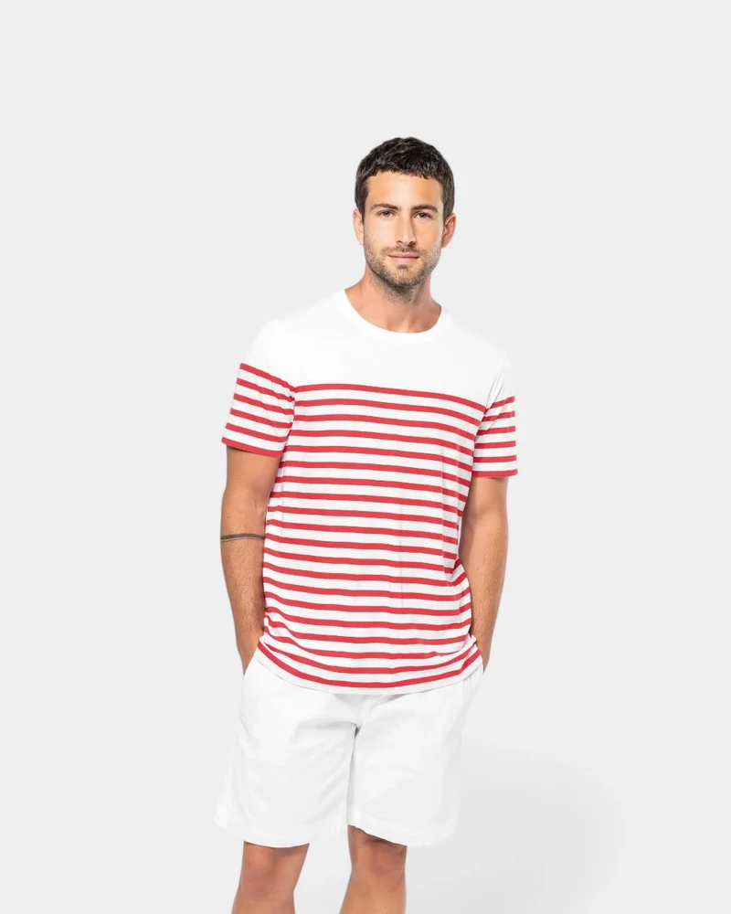 Heren matrozen T-shirt met ronde hals, te personaliseren