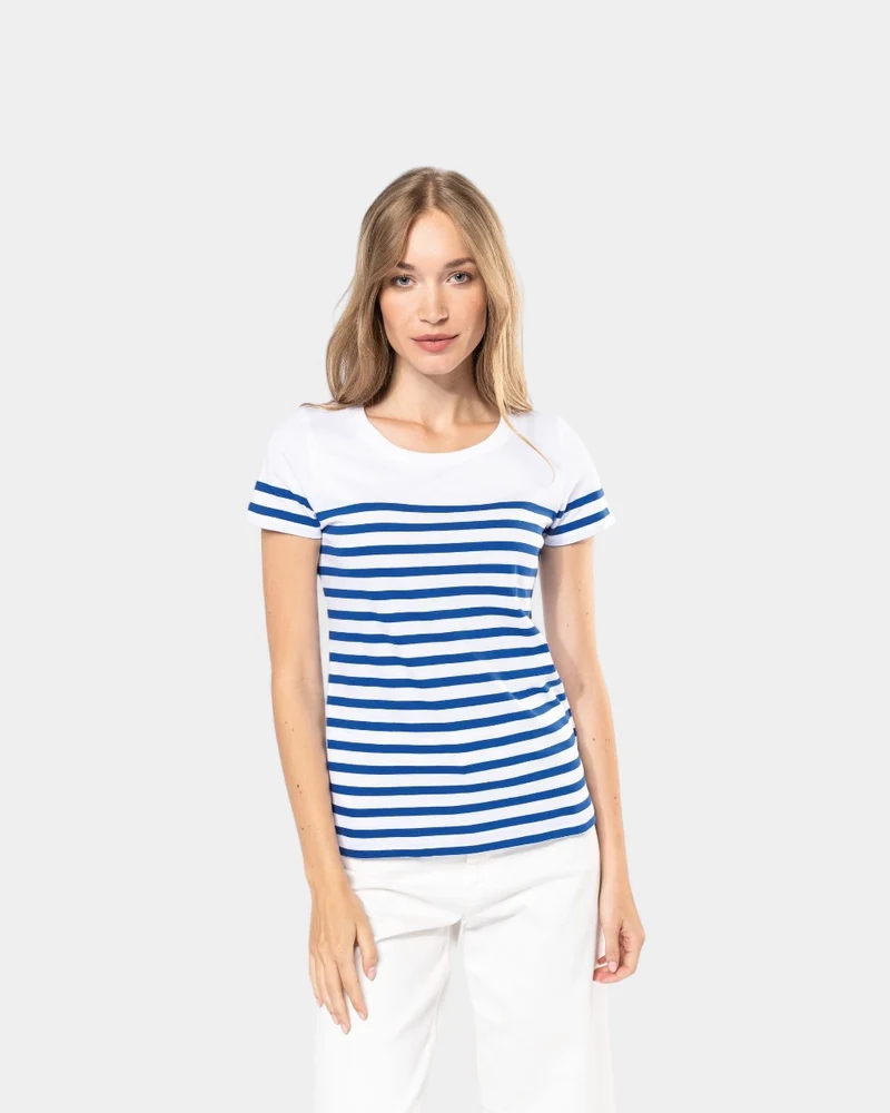 Dames matrozen T-shirt met ronde hals, te personaliseren