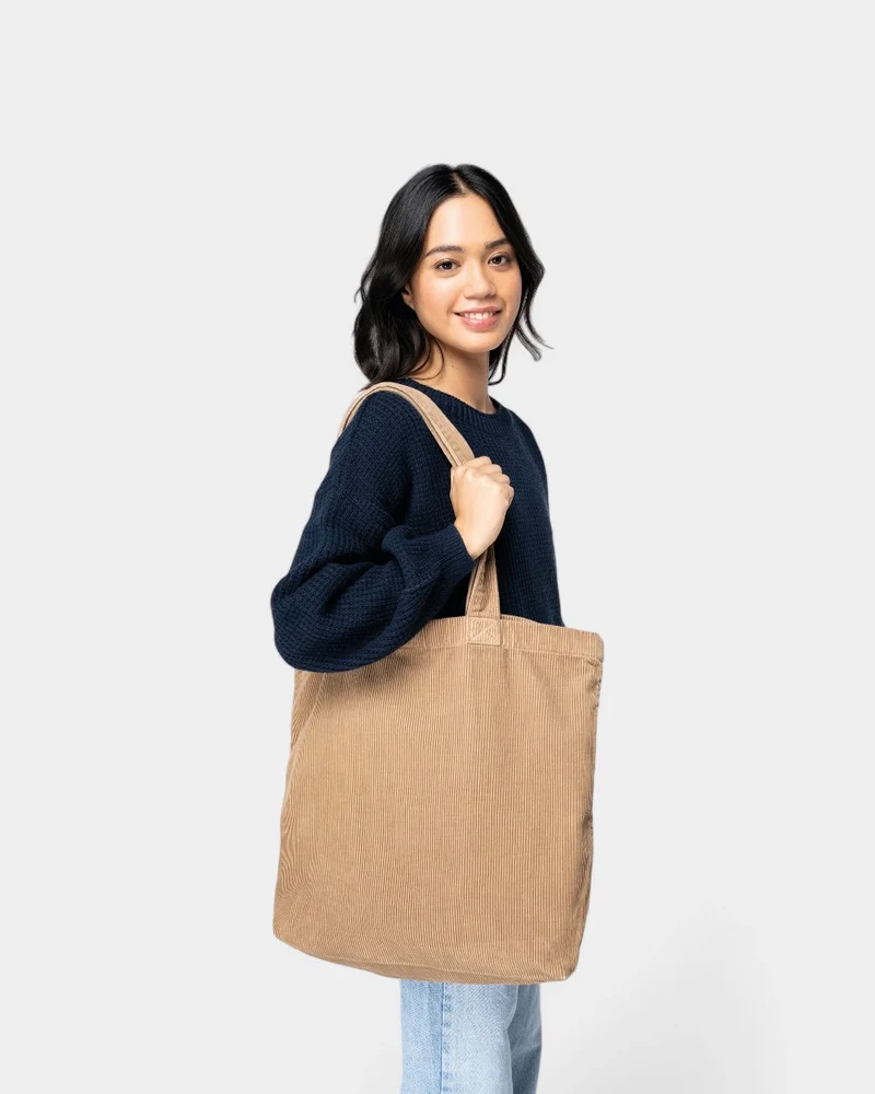 Gewassen tas in corduroy om te personaliseren
