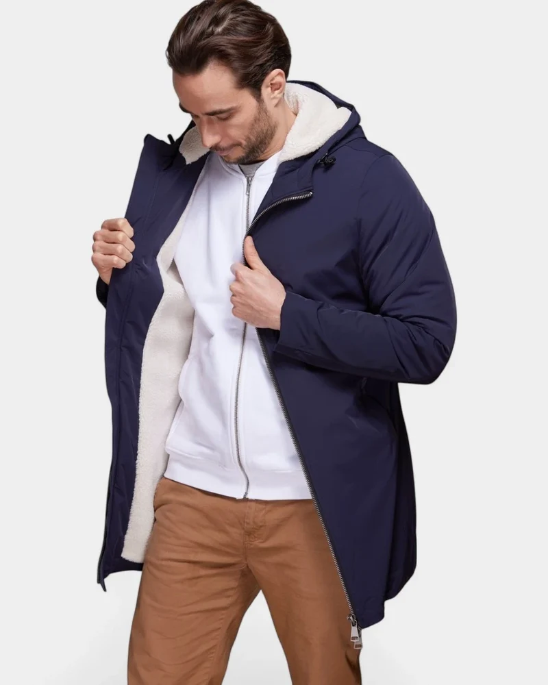 Lange parka met sherpavoering om te personaliseren