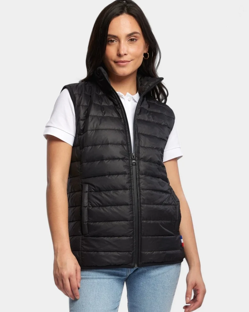 Mouwloze gewatteerde jas voor dames Made in France, te personaliseren